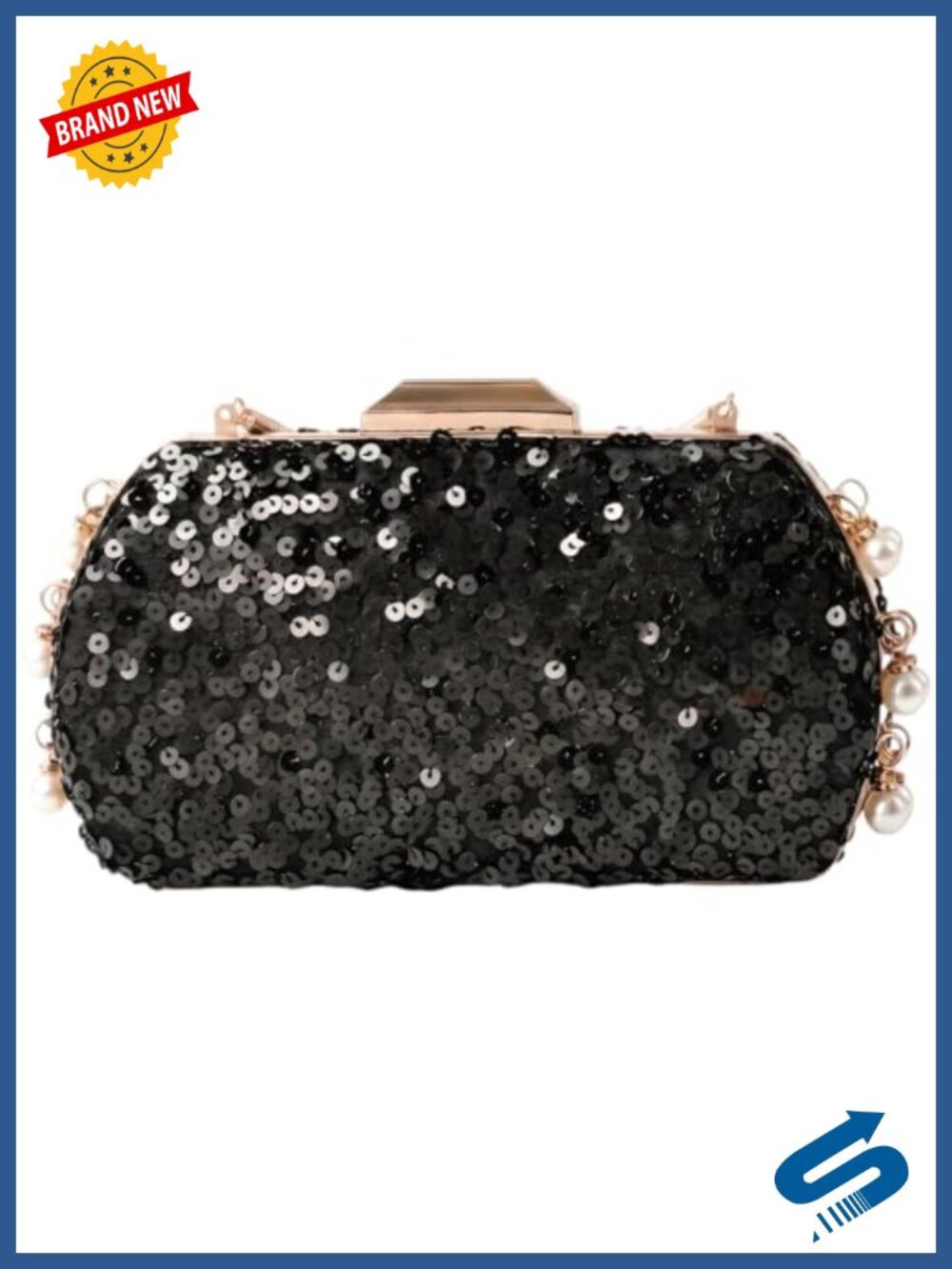 Glitter Sequin Clutch Purse Women Pearl Evening Bag Wedding Party